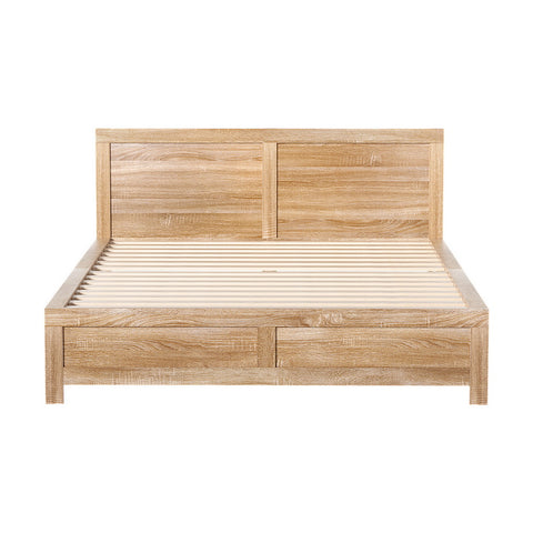 Bed Frame Queen Size Wooden Acacia Wood OATMEAL