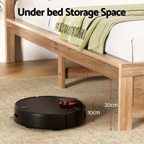 Bed Frame Queen Size Wooden Acacia Wood OATMEAL