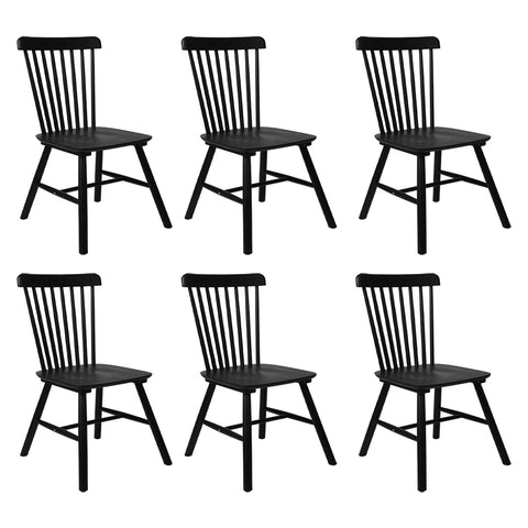 Levede 6x Dining Chairs Kitchen Winsor Black-1966287359809032192