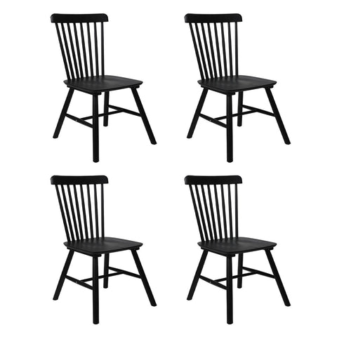 Levede 4x Dining Chairs Kitchen Winsor Black-1966287359607705600