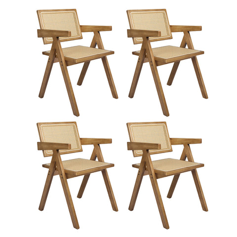 Levede 4x Dining Chair Solid Wood Rattan-1966287370798108672