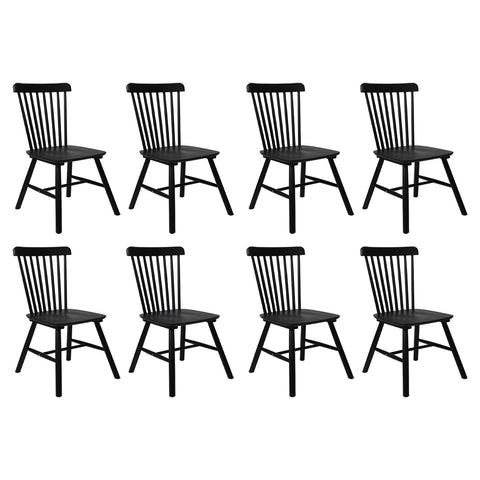 Levede 8x Dining Chairs Kitchen Winsor Black-1966287360027136000