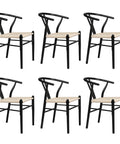 Levede 6x Dining Chairs Wooden Hans Black-1966287363630043136