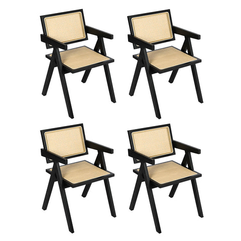 Levede 4x Black Wicker Armchair Dining Chair-1966287371590832128