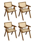 Levede 4x Walnut Wicker Armchair Dining Chair-1966287372387749888