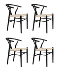 Levede 4x Dining Chairs Wooden Hans Black-1966287363428716544