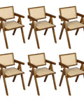 Levede 6x Walnut Wicker Armchair Dining Chair-1966287372651991040