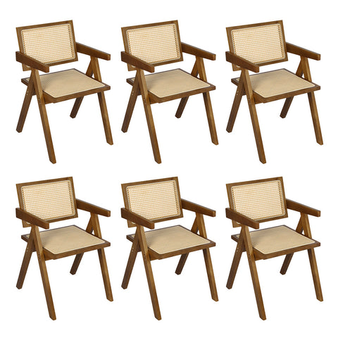 Levede 6x Walnut Wicker Armchair Dining Chair-1966287372651991040