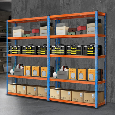Sharptoo 2x Warehouse Storage Rack 5-tier 1.8m Orange&Blue