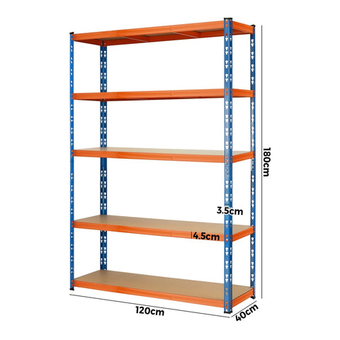 Sharptoo 2x Warehouse Storage Rack 5-tier 1.8m Orange&Blue