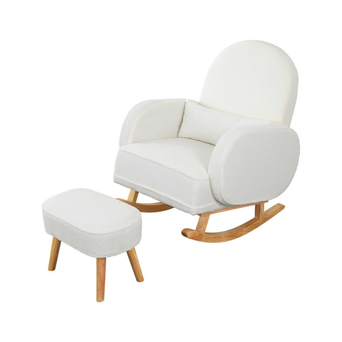 Levede Fleece Rocking Chair with footstool-1886651016225624064