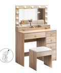 Levede Dressing Table Stool Set Oak-1954802443070083072
