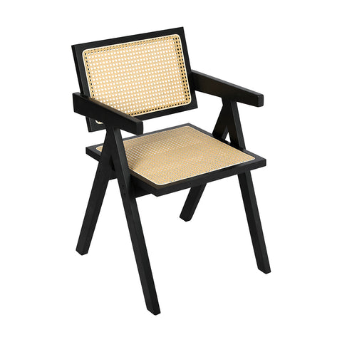 Levede 1x Black Wicker Armchair Dining Chair-1954802993715089408