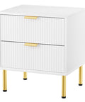 Levede Bedside Table with 2 Drawers White Metal Legs-1954802444596809728