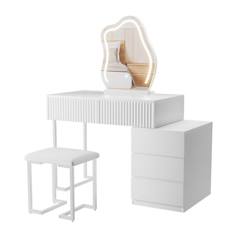 Levede Dressing Table Stool Set with Mirror Led-1954802443267215360