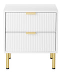 Levede Bedside Table with 2 Drawers White Metal Legs-1954802444596809729