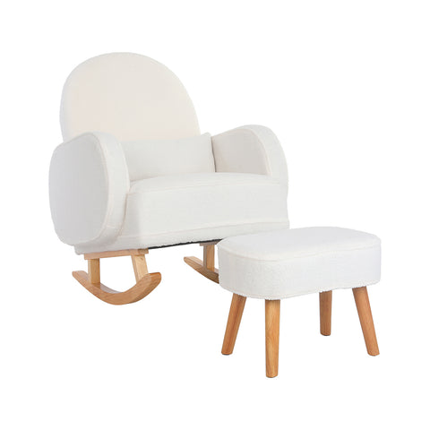 Levede Fleece Rocking Chair with footstool-1886651016225624065
