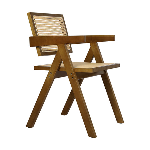 Levede 4x Walnut Wicker Armchair Dining Chair-1966287372387749889