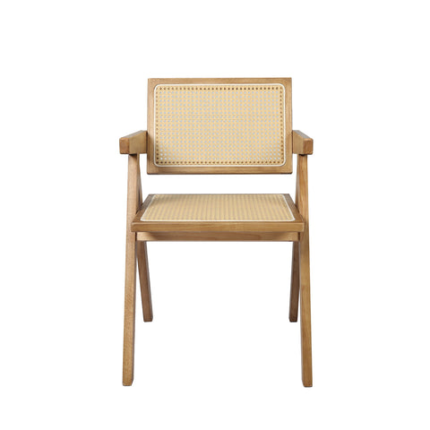 Levede 2x Dining Chair Solid Wood Rattan Natural-1954802993522151425