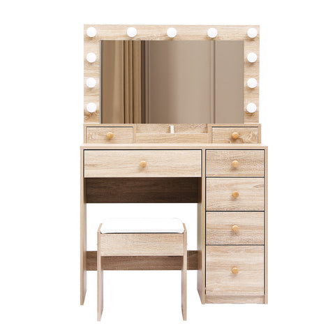 Levede Dressing Table Stool Set Oak-1954802443070083073
