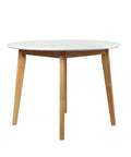 Levede Dining Table Round Rubberwood Base 100cm White 100 CM-1954802999041855489