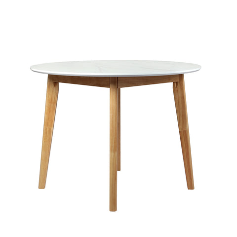 Levede Dining Table Round Rubberwood Base 100cm White 100 CM-1954802999041855489