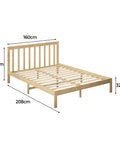 Levede Wooden Bed Frame Queen Full Size Nature Natural-1864183190667792386