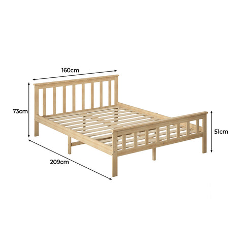 Levede Wooden Bed Frame Queen Size Mattress Natural-1954802925381488642