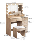 Levede Dressing Table Stool Set Oak-1954802443070083074