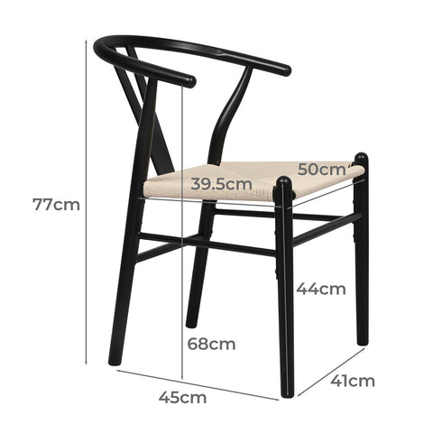 Levede 6x Dining Chairs Wooden Hans Black-1966287363630043138