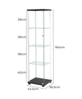 Stacked Display Storage Cabinet Glass Black-1954803004075020290