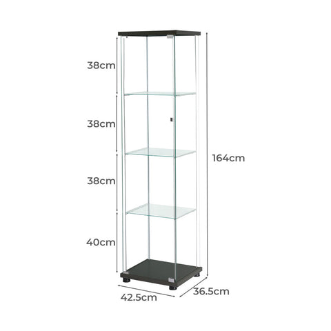 Stacked Display Storage Cabinet Glass Black-1954803004075020290