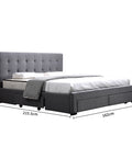 Levede Queen Bed Frame Fabric Tufted Dark Grey-1954802923942842370