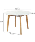 Levede Dining Table Round Rubberwood Base 120cm White 120 CM-1954802999247376386
