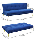 Levede Sofa Bed Convertible Velvet 3 Seater-1954802387290034178