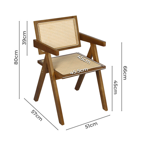 Levede 4x Walnut Wicker Armchair Dining Chair-1966287372387749890
