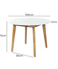 Levede Dining Table Round Rubberwood Base 100cm White 100 CM-1954802999041855490