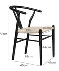 Levede 4x Dining Chairs Wooden Hans Black-1966287363428716546