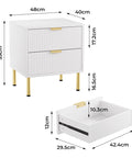 Levede Bedside Table with 2 Drawers White Metal Legs-1954802444596809730