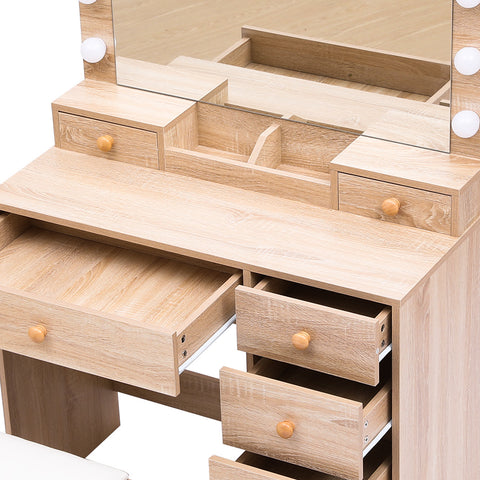 Levede Dressing Table Stool Set Oak-1954802443070083075