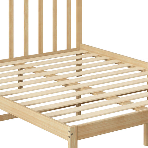 Levede Wooden Bed Frame Queen Full Size Nature Natural-1864183190667792389