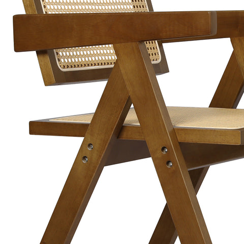 Levede 4x Walnut Wicker Armchair Dining Chair-1966287372387749893
