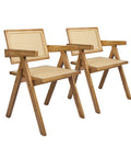 Levede 2x Dining Chair Solid Wood Rattan Natural-1954802993522151424
